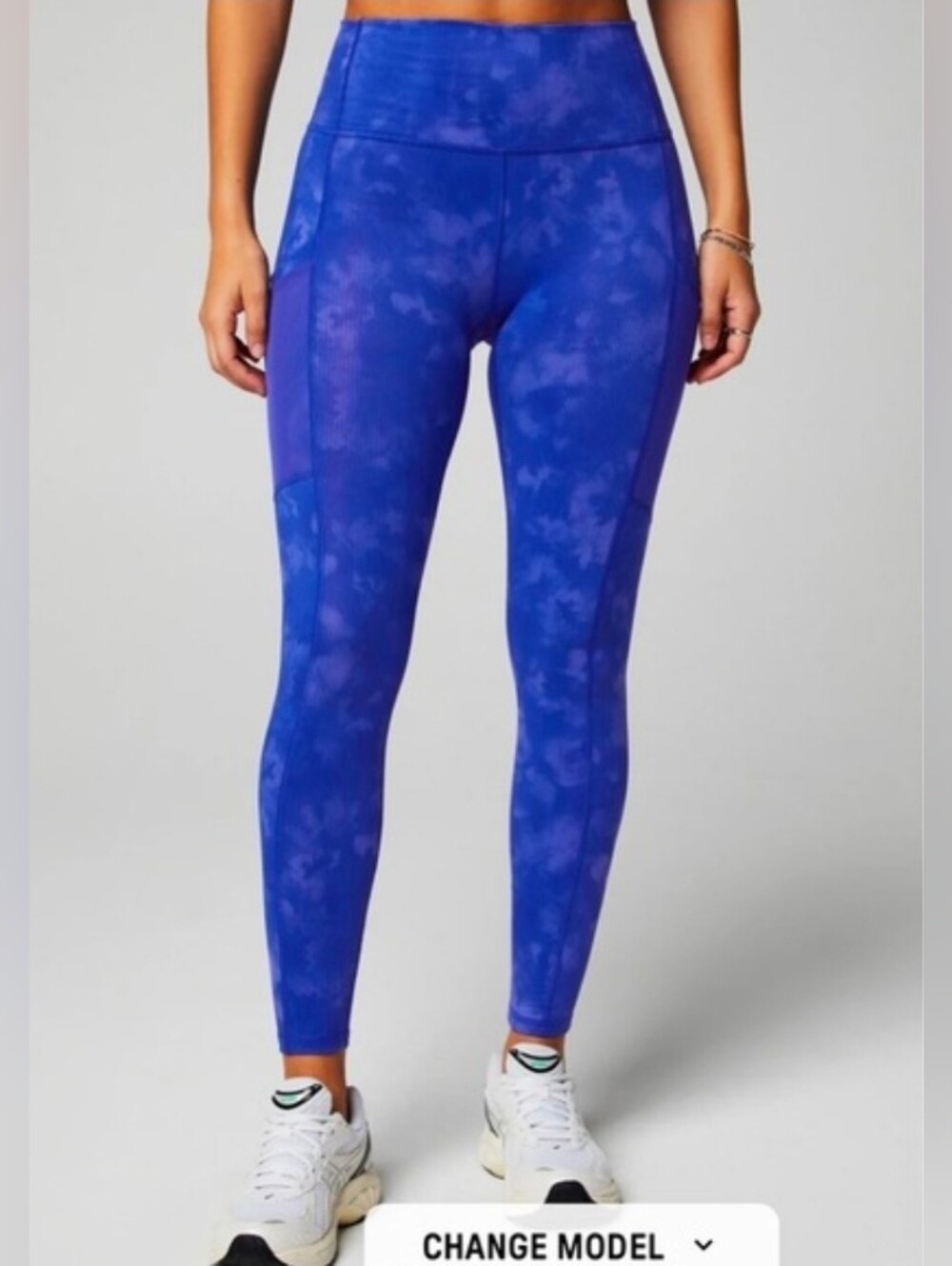 Fabletics PowerHold Women's High Rise Ribbed Tie Dye Ankle Leggings L